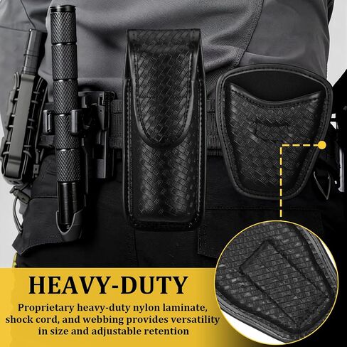 2 Pack Molded Basketweave Handcuff Pouch, Spray Holster for Pepper, Open Top Handcuff Case Top Flap Canister Holder for Duty Belt Hidden Snap Belt Loop for Police Security in Saudi Arabia