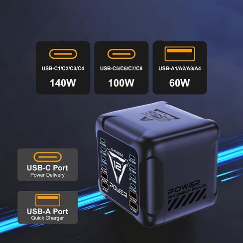 محطة شحن USB C بقدرة 1200 واط، شاحن سريع بـ 12 منفذ GaN in Kuwait