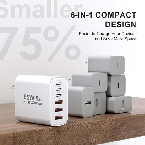 USB C Fast Wall Charger Block, 65W 6-Port USB-C Wall Charger in Saudi Arabia
