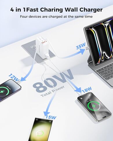 SUPERONE 4-in-1 Retractable Wall Charger with Dual USB C & Apple Cables in Kuwait