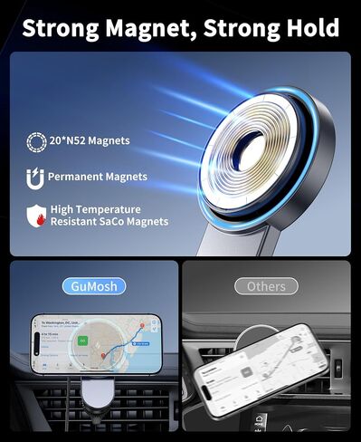 لشاحن تثبيت السيارة Magsafe بقوة 25 وات مع [مروحة تبريد]، حامل هاتف مغناطيسي للسيارة، حامل هاتف بفتحة تهوية للسيارة مع [شاحن سيارة 63 وات]، شاحن سيارة لاسلكي مغناطيسي لسلسلة iPhone 17/16/15/14/13/12 in Kuwait