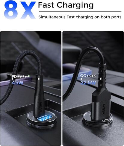 AKESR 67.5W Car Charger，USB-C Dual-Port Fast Charging in Saudi Arabia