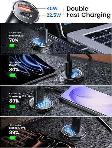 AKESR 67.5W Car Charger，USB-C Dual-Port Fast Charging in Saudi Arabia