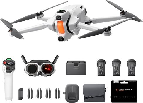 Antigravity A1 Infinity Bundle with Care 1-Year Plan - 8K 360 Drone for Immersive Flight, Point-to-Fly Motion Control, Obstacle Avoidance, Deep Track, Auto Return, 10km Transmission, Auto Edit in Saudi Arabia