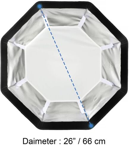 Angler Boombox Octagonal Softbox (26") with Bowens Mount – Premium Silver Interior, Removable Diffuser, Collapsible – Perfect for Monolights, Strobes, LED Lights, for Professional Studio Photography in Saudi Arabia