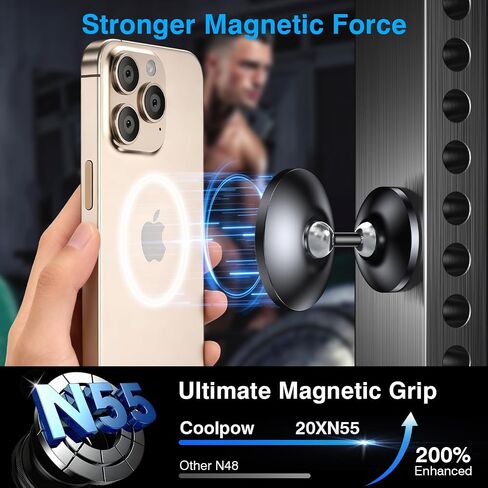 Gym Magnetic Phone Holder Mount for MagSafe【All Metal】Dual Magnetic Phone Holder for Gym Accessories Attach to Metal Surface, Gym Phone Holder Magnet for iPhone 16 15 14 13 Pro Max Gift for Men Women in Saudi Arabia