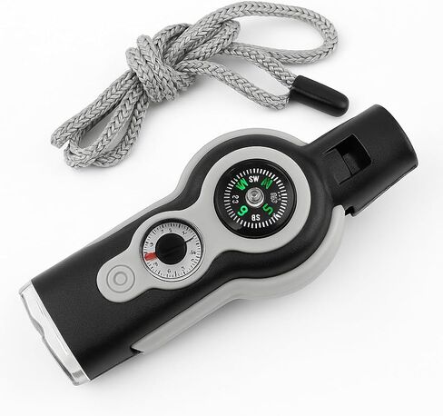 Emergency Whistle 7-in-1, Survival Whistle with Compass, Thermometer, LED Light, Magnifier, Mirror & Storage for Hiking, Camping, Fishing, Kayaking in Saudi Arabia