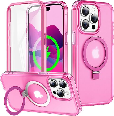 for iPhone 17 Pro Max Stand Case with Screen Protector-Pink in Saudi Arabia