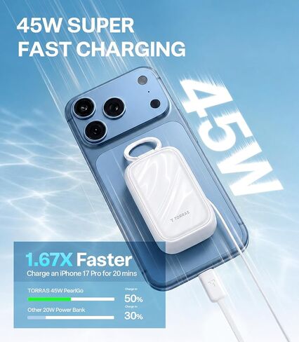 TORRAS PearlGo Power Bank, 45W 10,000mAh Fast Portable Charger,White in Saudi Arabia