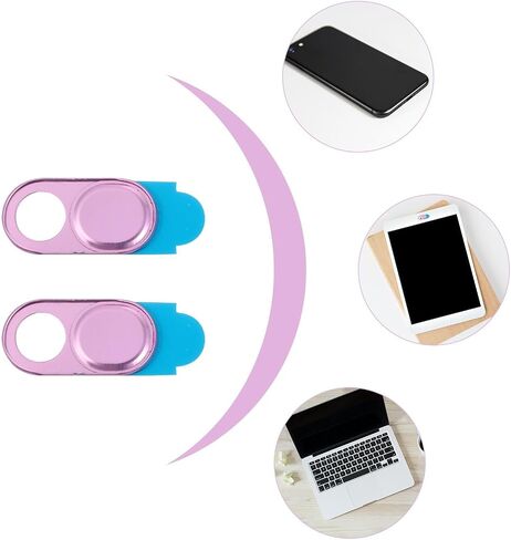 2pcs Ultra-Thin Webcam Privacy Covers Slide with Aluminum Alloy Metal Frame, Elegant Golden Camera Covers for Laptop, Tablet, and Smartphone Anti-Hacking Protection in Kuwait