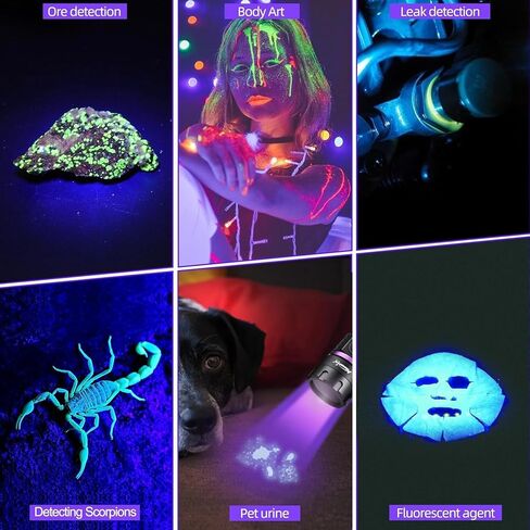 ALONEFIRE SV135 Mini 365nm UV Flashlight USB C Rechargeable Blacklight Woods Lamp Money Detector Black Light for Pet Urine Detetector, Minerals, Rocks, AC Leaks with Built-in Battery in Saudi Arabia