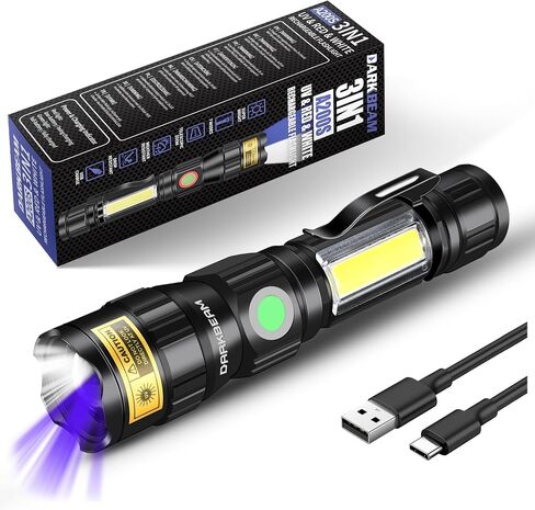 DARKBEAM 365nm Blacklight Flashlight with UV Light Combo, Rechargeable USB in Saudi Arabia