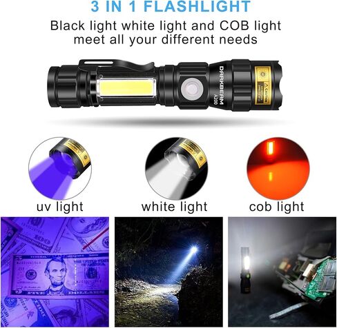 DARKBEAM 365nm Blacklight Flashlight with UV Light Combo, Rechargeable USB in Saudi Arabia