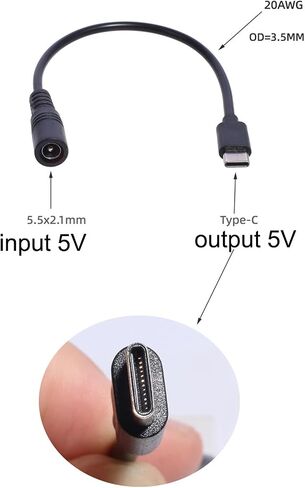 5.5x2.1 Female to Male Cable 5521 Power Cable Conector 5.5x2.1 Adapter USB Type C Converter in Kuwait