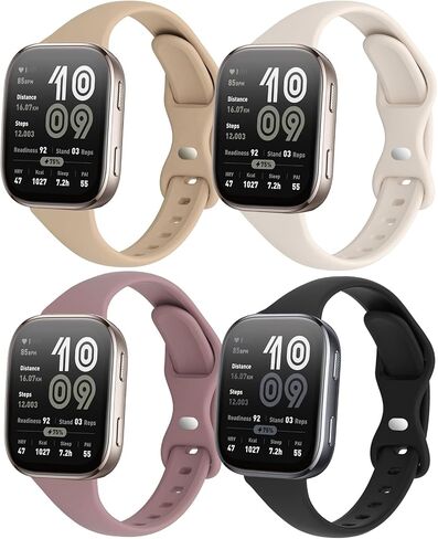 Slim Silicone Watch Bands Compatible with Amazfit Bip 6 /Bip 5/ GTR 4 / GTR 3 / GTR 3 Pro/GTR 2 / GTR 2e, 22mm Thin Soft Narrow Sport Strap for Amazfit Cheetah Pro/Balance Women (4 Pack) in Saudi Arabia