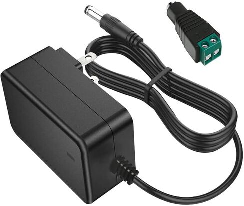 12V 2A DC Power Supply AC Adapter 12Volt Power Cord Transformer with LED Terminal Connector and 5.5 x 2.5/2.1mm Wall Plug for LED Strip Lights CCTV Security Camera in Saudi Arabia