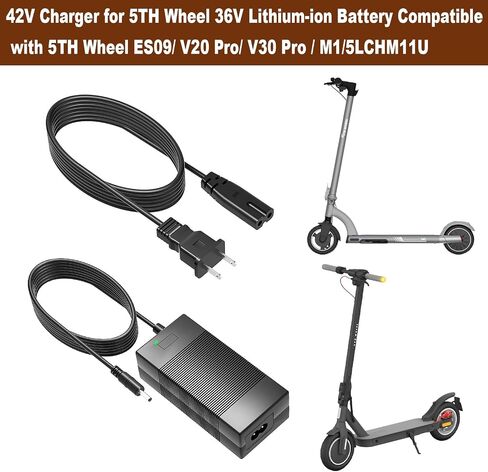 42V Charger for 5TH Wheel 36V Lithium-ion Battery Compatible with 5TH Wheel ES09/ V20 Pro/ V30 Pro / M1/5LCHM11U Power Adapter Cord in Kuwait