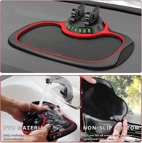 Car Anti-Slip Mat, Multifunction Dashboard Mat Rotatable Phone Mount with Temporary Parking Number, Universal Large Anti Skid Pad Dash Organizer for Cellphones Keys Gadgets in Saudi Arabia