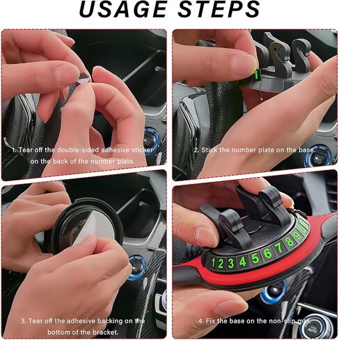 Car Anti-Slip Mat, Multifunction Dashboard Mat Rotatable Phone Mount with Temporary Parking Number, Universal Large Anti Skid Pad Dash Organizer for Cellphones Keys Gadgets in Saudi Arabia