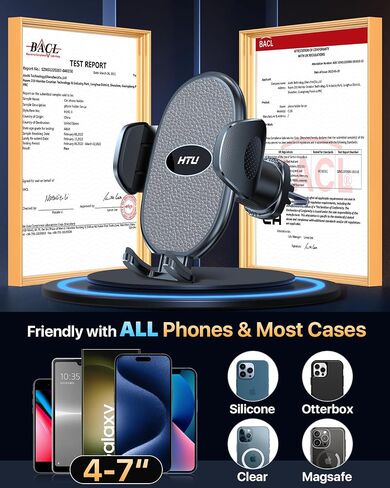 HTU 【Military-Grade】 Car Phone Holder,【Strongest & Longest Steel-Hook】 Car Vent Mount, Handsfree 360° Adjustable Automobile Cradle Air Clip Stand for iPhone 17 16 15 14 Pro Max Samsung (Dark Grey) in Kuwait