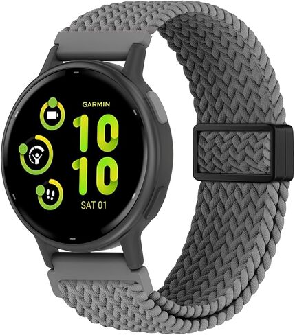 20mm Magnetic Braided Compatible with Garmin Vivoactive 5 Watch Band/Vivoactive 6/3/3 Music, Adjustable Stretchy Nylon Sport Strap for Venu Sq 2 & Forerunner 55/165/245/645/570-42mm (improved) in Saudi Arabia