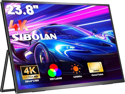 Portable Monitor 18.5'' 1080P 100Hz 100% sRGB, Aluminum Alloy Shell, IPS Travel Monitor with USB-C HDMI Large Portable Screen for Laptop MacBook PC PS4/5 Gaming Monitor with Kickstand in Kuwait
