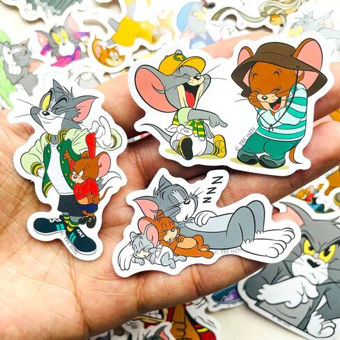 50Pcs Official Licensed Tom and Jerry Stickers Pack – Classic Anime Decals for Laptop, Water Bottle, Journal, Scrapbooking, Retro Animation Art Collection in Saudi Arabia