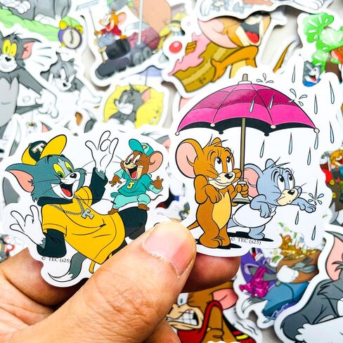 50Pcs Official Licensed Tom and Jerry Stickers Pack – Classic Anime Decals for Laptop, Water Bottle, Journal, Scrapbooking, Retro Animation Art Collection in Saudi Arabia