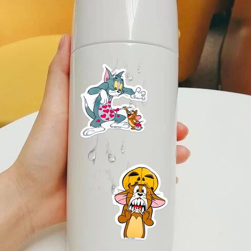 50Pcs Official Licensed Tom and Jerry Stickers Pack – Classic Anime Decals for Laptop, Water Bottle, Journal, Scrapbooking, Retro Animation Art Collection in Saudi Arabia