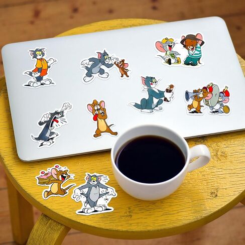 50Pcs Official Licensed Tom and Jerry Stickers Pack – Classic Anime Decals for Laptop, Water Bottle, Journal, Scrapbooking, Retro Animation Art Collection in Saudi Arabia