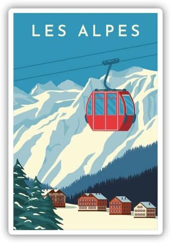 Les Alpes The Alps Skiing Travel Vinyl Sticker Decal, 5 inch in Kuwait
