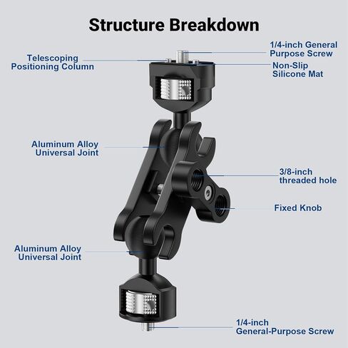 Dual Ball Heads Magic Arm Camera Monitor Mount 1/4"-20 in Saudi Arabia