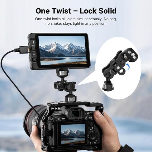 Dual Ball Heads Magic Arm Camera Monitor Mount 1/4"-20 in Saudi Arabia