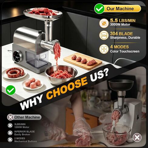 4-IN-1 Electric Meat Grinders for Home Use with Touchscreen for Sausage in Saudi Arabia