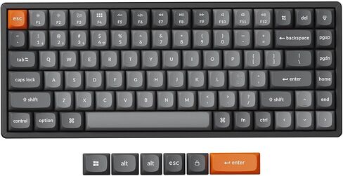 لوحة مفاتيح ميكانيكية مخصصة Keychron K2 Max 75% Layout QMK، لاسلكية 2.4 جيجا هرتز/بلوتوث/سلكية مدمجة 84 مفتاحًا مع إضاءة خلفية بيضاء، لوحة مفاتيح ألعاب Super Brown Switch لأجهزة Mac/Windows/Linux in Kuwait