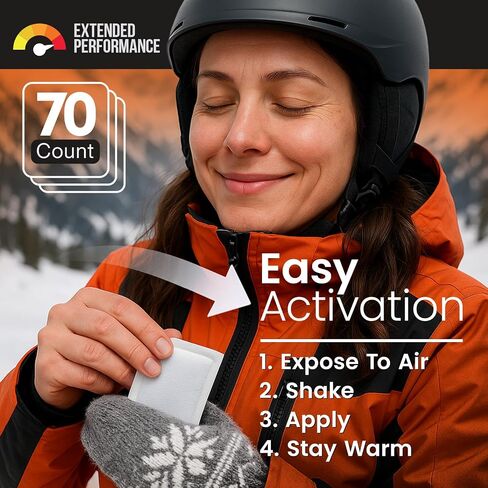 Hand Warmers Variety Set - 70 Count Ultimate Value Pack – 10 XL Body Warmers, 10 Pairs Hand Warmers, 20 Pairs Toe Warmers with Adhesive – Air Activated Heat Packs for Cold Weather and Outdoors in Saudi Arabia