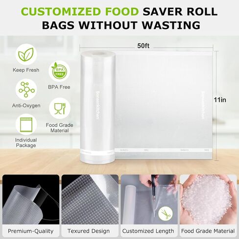Bonsenkitchen Vacuum Sealer Machine + 2 Rolls of 11" x 50 ft Vacuum Sealer Bags in Saudi Arabia
