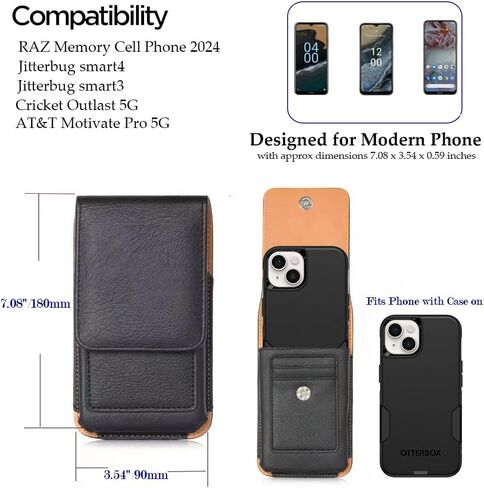 for RAZ Memory Cell Phone 2024 2025 / Jitterbug smart4 / Jitterbug smart3 Case, Wallet Case with Belt Clip and Card Holder & Magnetic Closure for Cricket Outlast 5G / AT&T Motivate Pro 5G in Saudi Arabia