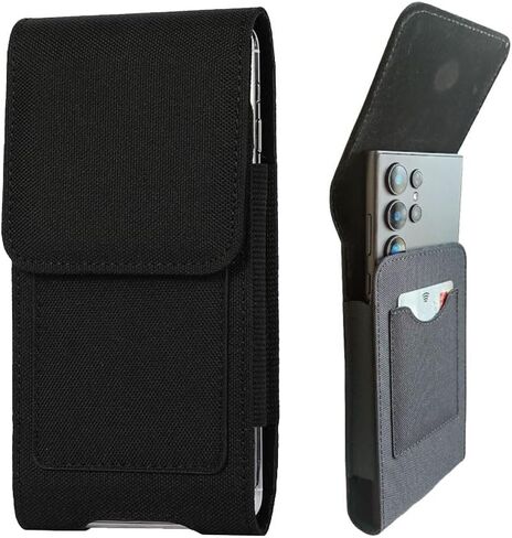 Extra Large Rugged Nylon Phone Holder Case Belt Clip Holster Magnetic Cover Compatible with Blu G93 G73 Samsung Galaxy S23 Ultra A03S A14 5G A71 A32 5G Moto 2025 G 5G G Power OnePlus 12 Nord N30 (XL) in Saudi Arabia