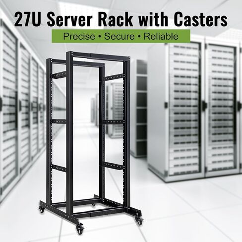 27U Open Frame Server Rack – Heavy Duty 4 Post Adjustable Depth with Casters in Saudi Arabia