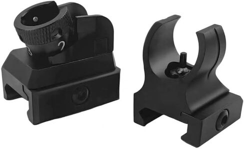 Fixed Rear and Front Low Iron Steel Sight Set Combo，Optics Rapid Transition Backup Sights，Metal Style-Rotate Adjustable Diopter Flip-Up Scopes，Fits for Standard 20mm Pic Rail System Mounting in Saudi Arabia