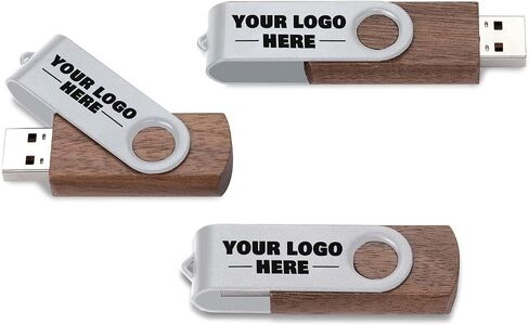 Custom USB Flash Drive 1GB 500 Pack Customized Thumb Drive Wood Shell Customizable USB Drive Logo Print Promotional Favors, Branding with TATMOHIK Personalized USB Stick in Saudi Arabia