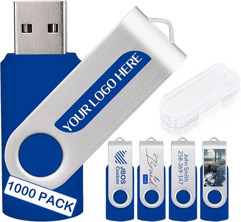 1000 Pack Custom USB Flash Drives 8GB USB 2.0,Bulk Personalized Thumb Drives with Logo for Business, Events, Text or Image Printing, JBOS Customized Memory Sticks-Light Blue in Saudi Arabia