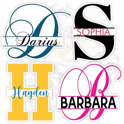 Custom Monogram Sticker Personalized Initial Name Stickers Customized Letter Name Flower Theme Decor Waterproof Vinyl Decal for Water Bottle Laptop Car Tumbler Cup Cars Birthday Gift for Boy Girl Kid in Saudi Arabia