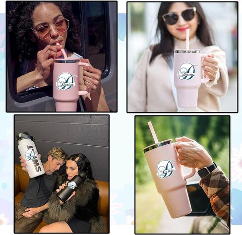 Custom Monogram Sticker Personalized Initial Name Stickers Customized Letter Name Flower Theme Decor Waterproof Vinyl Decal for Water Bottle Laptop Car Tumbler Cup Cars Birthday Gift for Boy Girl Kid in Saudi Arabia