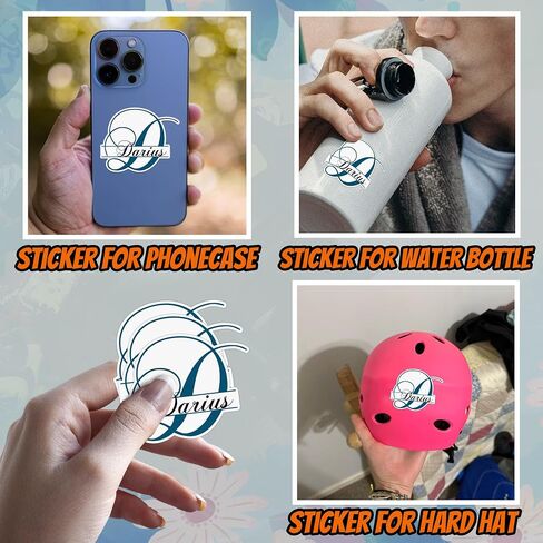 Custom Monogram Sticker Personalized Initial Name Stickers Customized Letter Name Flower Theme Decor Waterproof Vinyl Decal for Water Bottle Laptop Car Tumbler Cup Cars Birthday Gift for Boy Girl Kid in Saudi Arabia