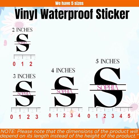 Custom Monogram Sticker Personalized Initial Name Stickers Customized Letter Name Flower Theme Decor Waterproof Vinyl Decal for Water Bottle Laptop Car Tumbler Cup Cars Birthday Gift for Boy Girl Kid in Saudi Arabia