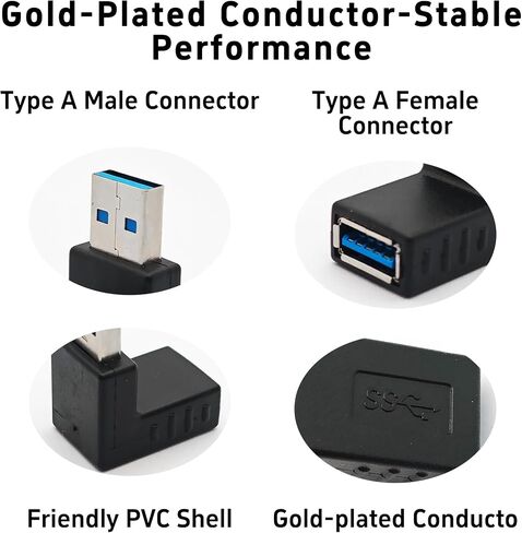 8Pcs USB 3.0 A Male to Female Adapter, Right Angle Down L Shaped Connector for PC, Laptop, Charger, Power Bank, and USB Devices in Saudi Arabia