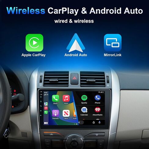 ستيريو سيارة 9 بوصة تويوتا كورولا 2009-2013 | تشغيل سريع لاسلكي CarPlay وAndroid Auto، راديو بشاشة تعمل باللمس، بلوتوث، SWC، AM/FM، Linux in Kuwait
