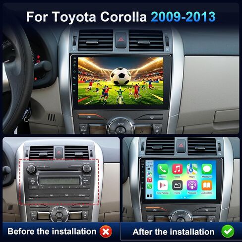 ستيريو سيارة 9 بوصة تويوتا كورولا 2009-2013 | تشغيل سريع لاسلكي CarPlay وAndroid Auto، راديو بشاشة تعمل باللمس، بلوتوث، SWC، AM/FM، Linux in Kuwait
